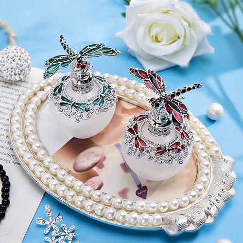 Miniatura 5 de YU FENG 40ML Green Dragonfly Stopper Rhinestones Bejewelled Glass Bottle Containers y 20ML Antique Peacock Pink Perfume Botellas