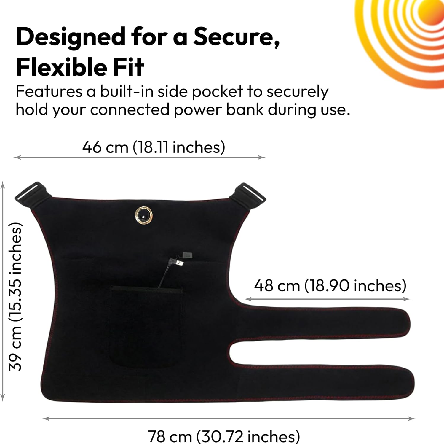 Hip Brace Heating Pad - Heated Support for Hip Pain Sciatic Nerve Lower Back Thigh Buttock for Men Women - Adjustable Electric Heating Therapy Wrap Device for Sciatica & Hip Joint Support