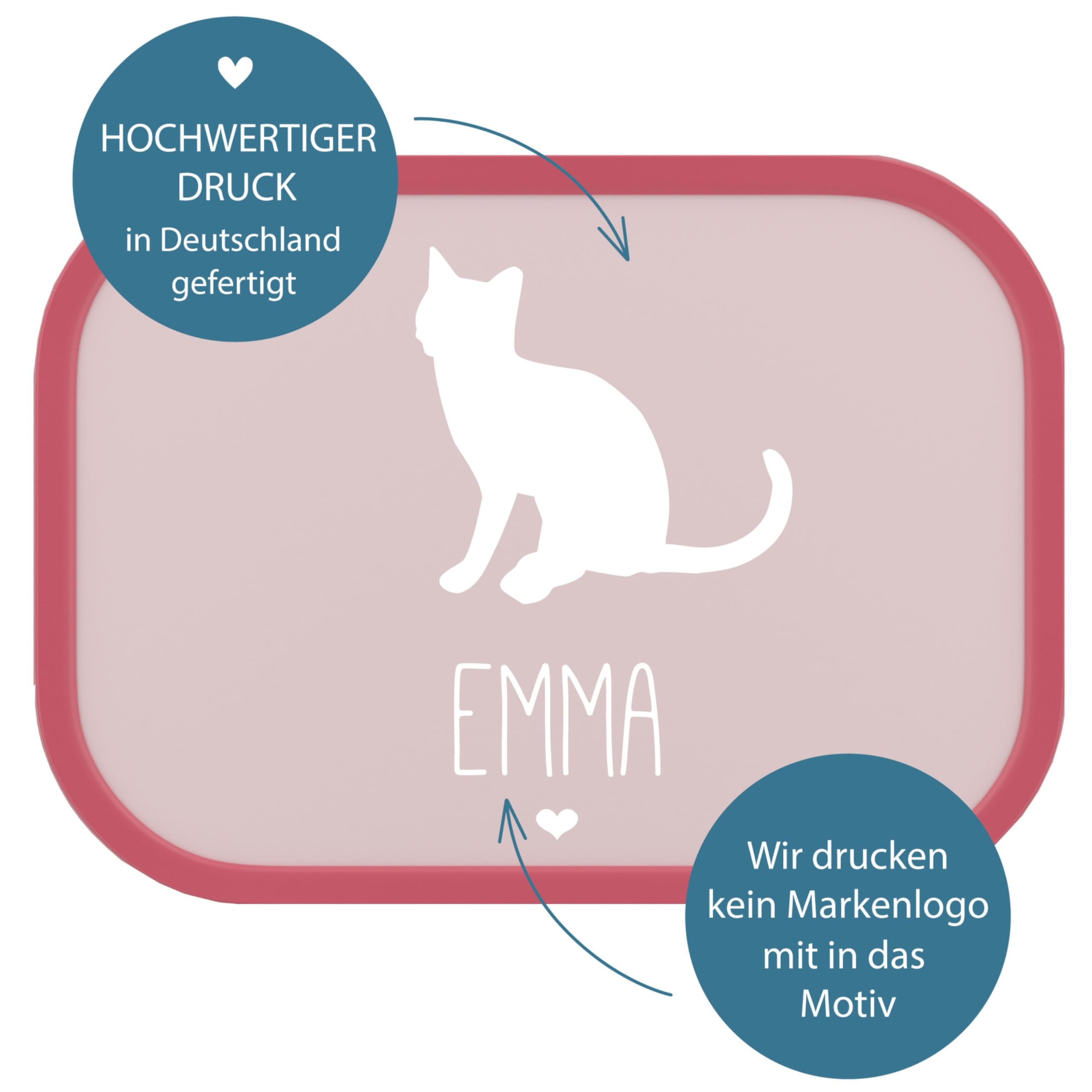 4ou Design Mepal Set Brotdose & Trinkflasche personalisiert mit Namen – Silhouette Katze – Auslaufsicher, Bento Einsatz rausnehmbar, inkl. Snackgabel – BPA frei – Geschenk für Kinder (Cool Pink)