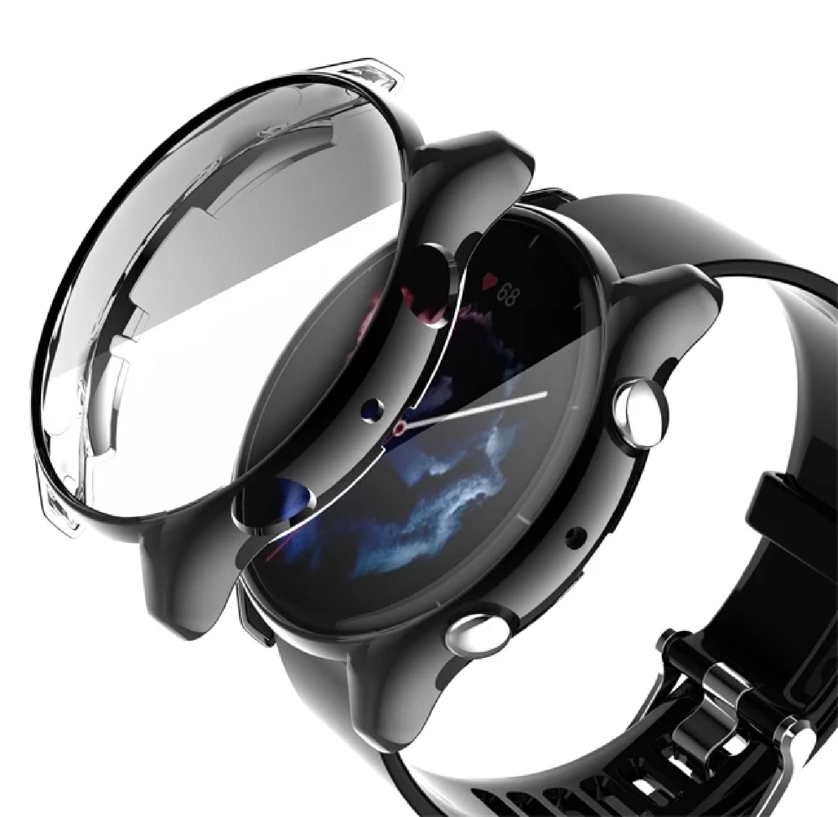 M.G.R.J® Silicone Soft Electroplated TPU Screen Protective Case Cover for Amazfit GTR 3 Pro Smart Watch (Flexible|Black)