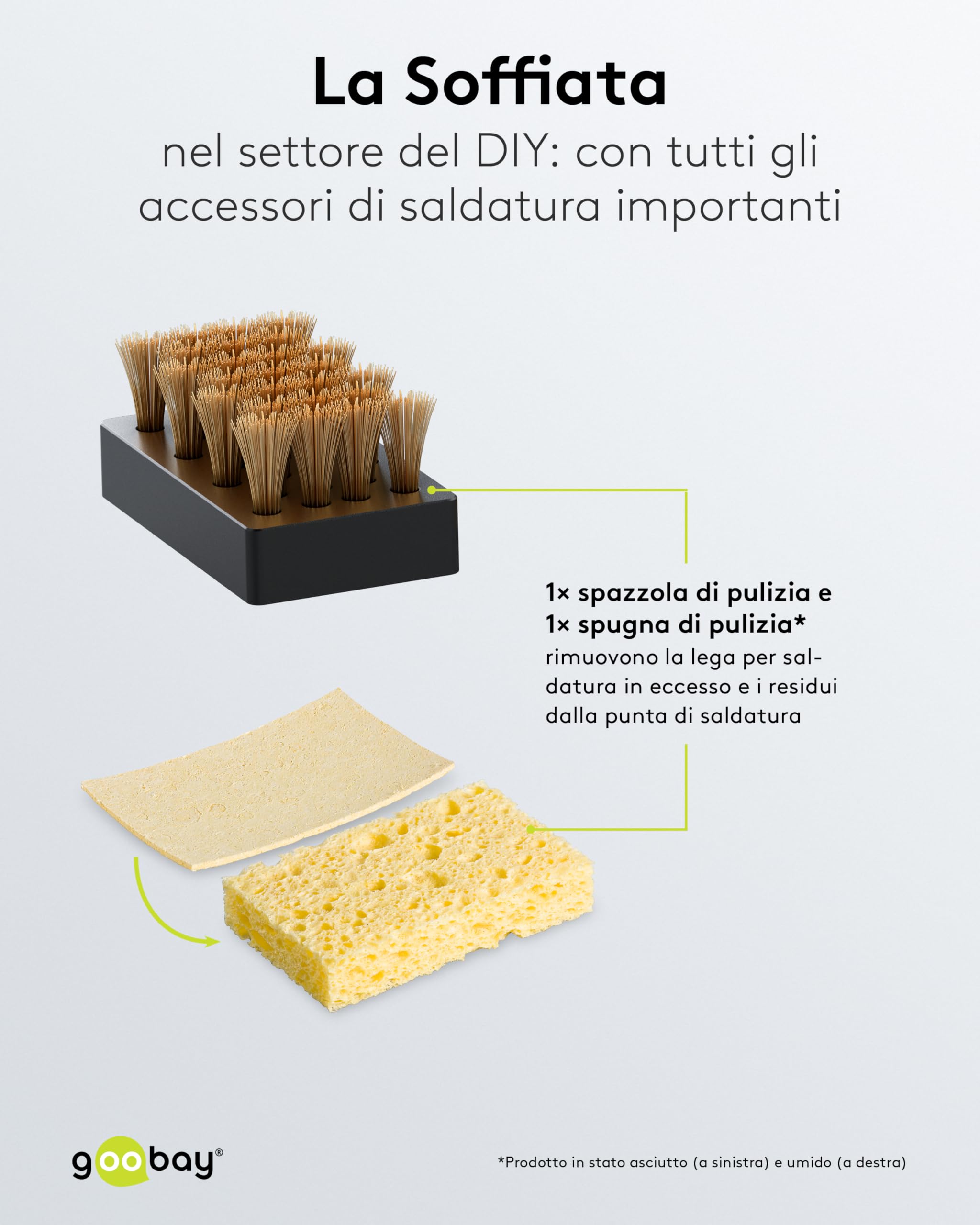 Stazione di saldatura digitale goobay 70 W, 160–480 °C, tempo di riscaldamento 8 sec, display LED, funzione di memoria, incrementi di 1 °C, per elettronica, modellismo, incl. saldatore e accessori