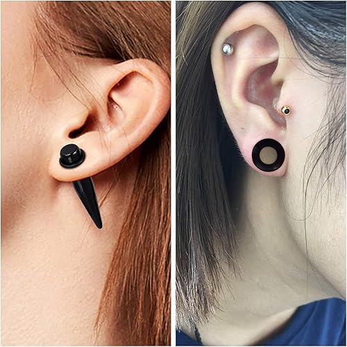 Miniatura 4 de Beautidots Kit de estiramiento de oreja de 68 piezas, 14G-00G, kit expansor de dilatadores de acrílico, dilatadores de silicona, túneles en espiral,