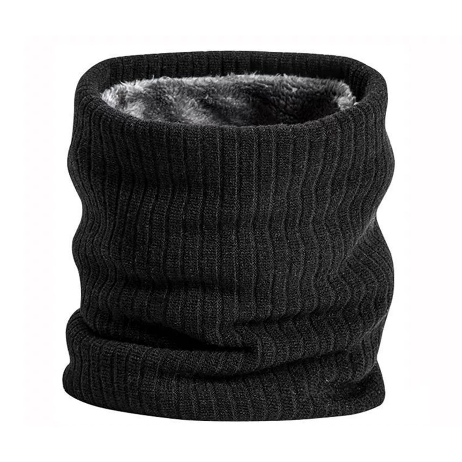 KASLCWA Winter Neck Warmer, Thick Knit Double-Layer Fleece Thermal Snoods, Windproof Dustproof Snood Circle Scarf Neck Gaiter for Cycling Skiing Motorcycle Outdoor for Men Women (Black)