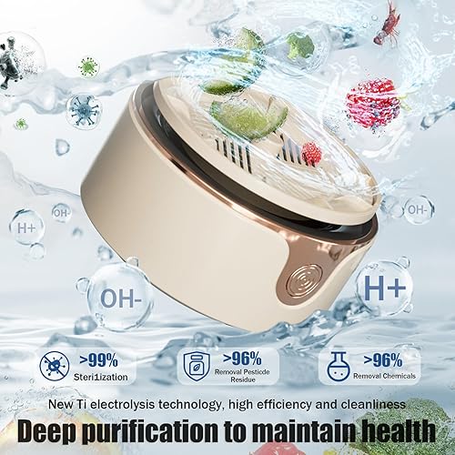 Miniatura 4 de Lavadora de frutas y verduras, dispositivo limpiador de frutas de purificación de electrólisis de titanio impermeable purificador de frutas y