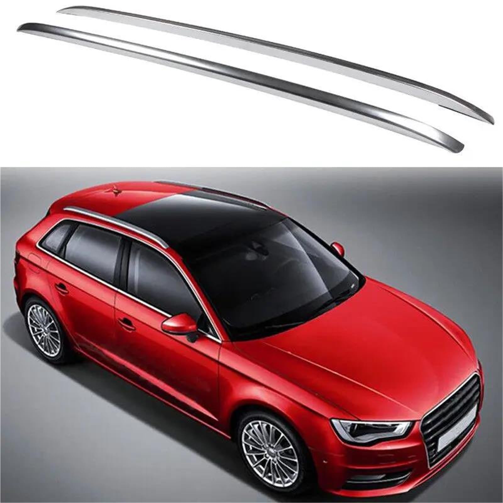 Générique Accessoires De Voiture Barres Toit Décoratives Porte-Bagages pour A3 8V Sportback 2012 2013 2014 2015 2016 2017 2018 2019(Argent)