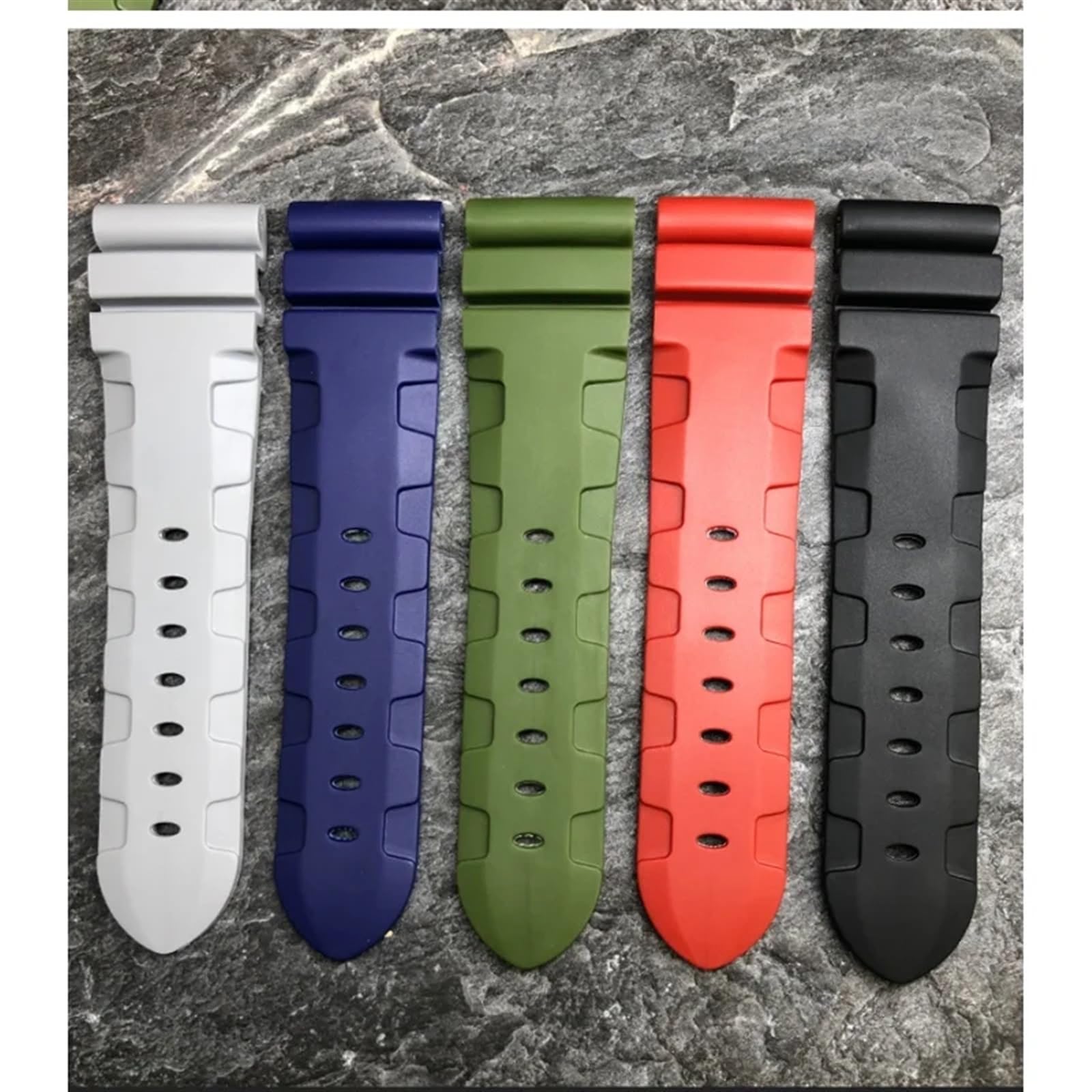 Cinturino in gomma naturale da 26mm 24mm adatto per Panerai PAM cinturino per orologio in silicone rosso blu impermeabile strumenti per braccialetti