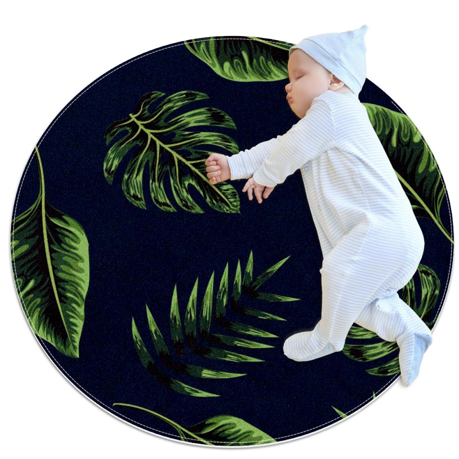 Tapis de salle de bain bleu marine de 1m au tissage tropical dense