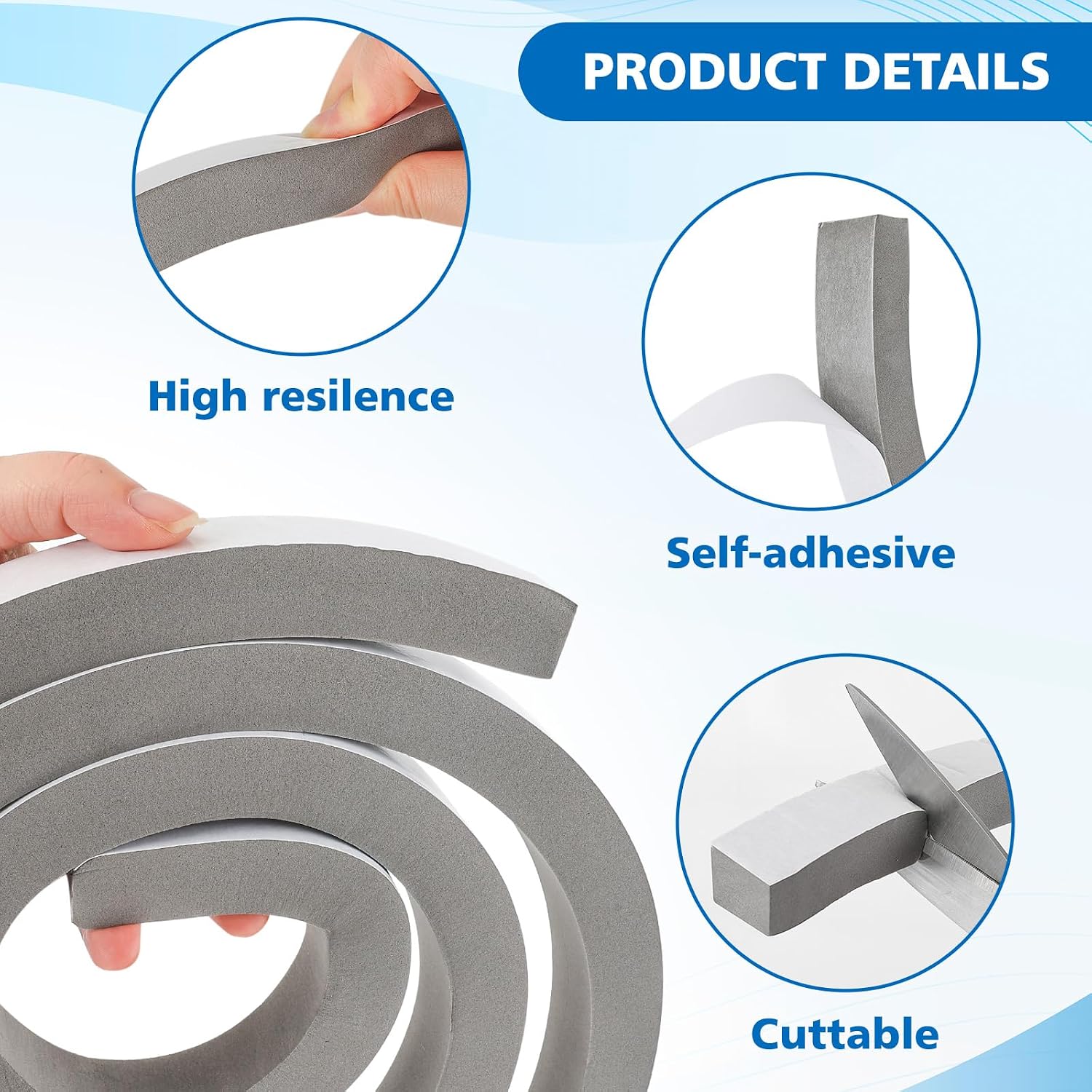 3Pcs Window Air Conditioner Foam Tape 1 Inch Wide x 0.4 Inch Thick