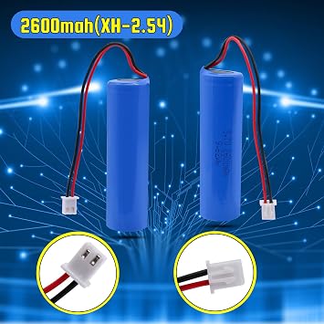 3.7V 2600mAh Rechargeable Li-ion with XH2.54/2P Connector for Flashlights, Drones, RC Toys, Electronics,Please Check Connector Polarity Before Purchase