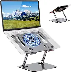 Cooler Notebook, Suporte para Notebook com Cooler, Base Refrigerada, Aço Carbono, Ajustável, Dobrável, Silicone Antiderrapante, Elevador Ergonômico (02)