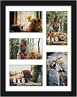 DUENPY 11x14 Black Collage Picture Frame for 5x 4x6 Photos - Wall Hanging or Tabletop Display with Mat