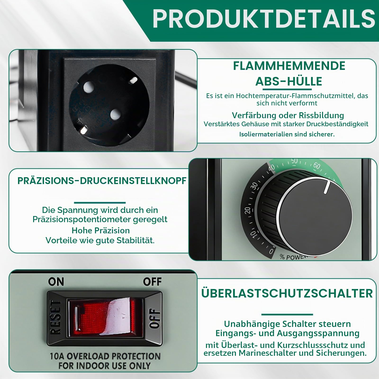 GBKDQQ Drehzahlregler 230v, Spannungsregler AC 230v 10A, Drehzahlregler Motor, Frequenzumrichter mit Überlastschutz für Winkelschleifer Bläser Handbohrer, Spitzenleistung 4000W