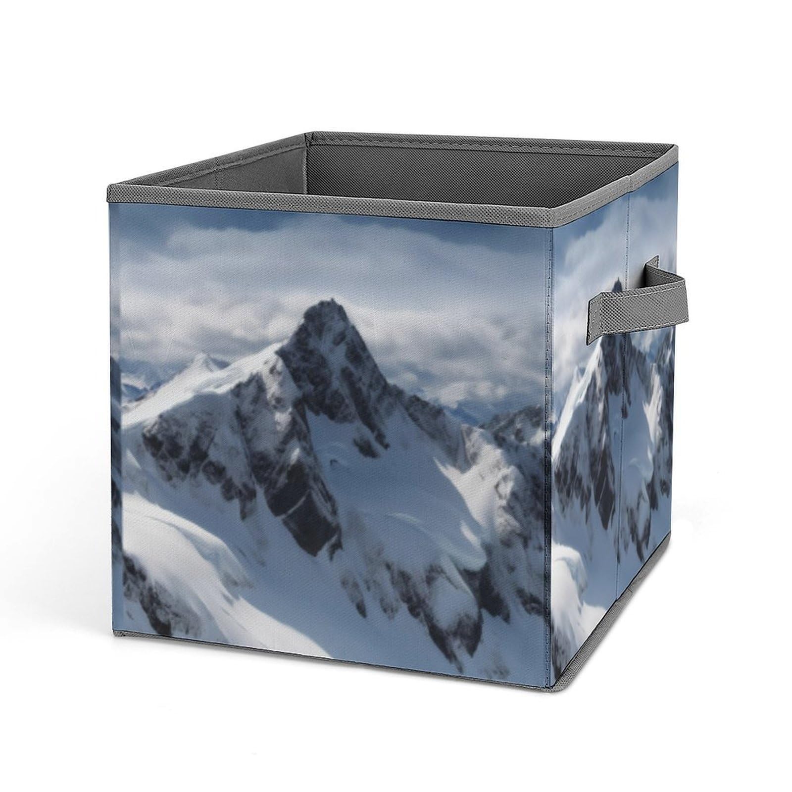 JTREHY Snow Mountain Printed Foldable Storage Box, 10.6 Inches Fabric Storage Box for Wardrobe, Bedroom, Utility Room
