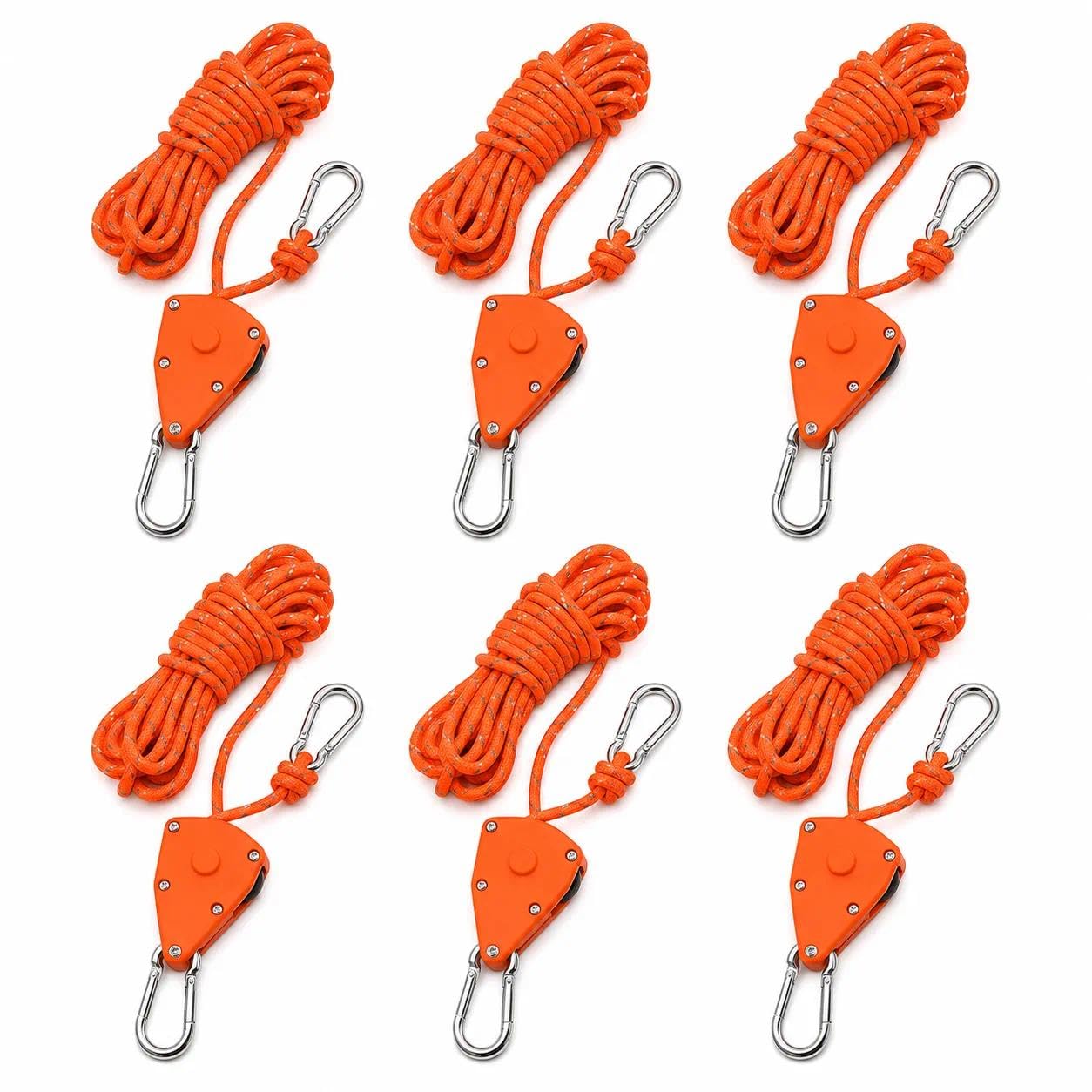 6 Pcs Reflective Tent Guy Ropes, 4mm x 4M Heavy Duty Tent Guide Ropes
