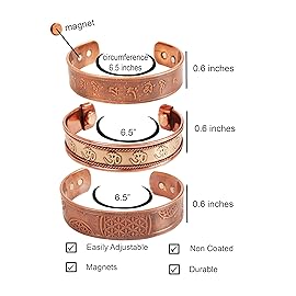 Touchstone copper bracelets | gift for men women |adjustable 100% pure solid real magnetic jewelry | handmade bracelet set combo | rope braided tibetan bangles. Set of 3 different designs