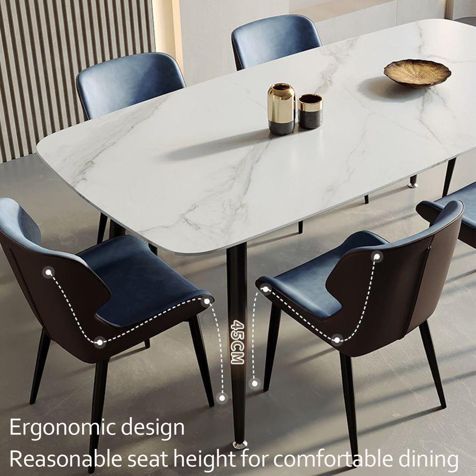Generico Set di 6 sedie da Pranzo in Stile Moderno di metà secolo, Imbottite in Velluto, sedie da Cucina trapuntate di Alta qualità per la casa, Eleganti mobili da Sala da Pranzo, comode sedute per l