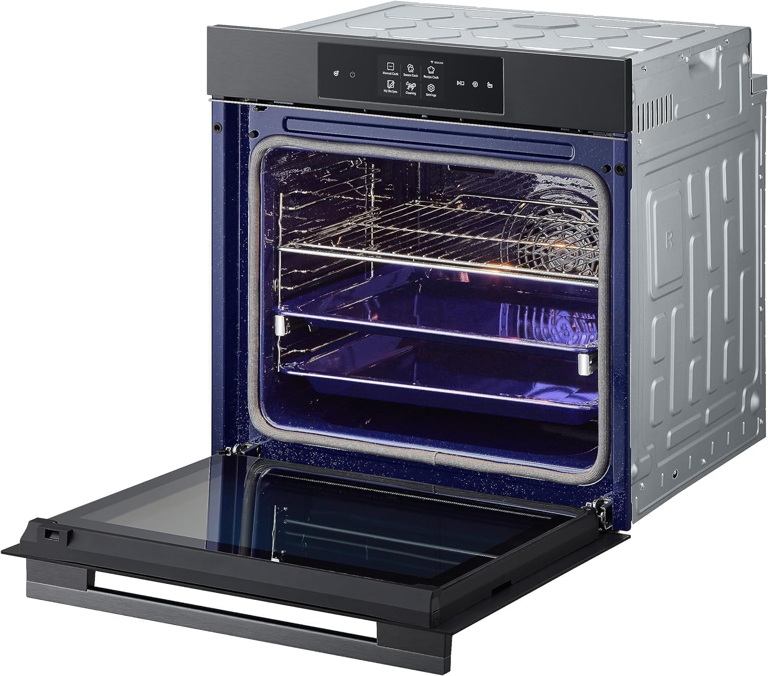 LG InstaView WSED7665B Four encastrable à vapeur, classe A++, 76L, 300°C, écran tactile 4,3", Air Fry, Sous Vide, Mode Pizza, Nettoyage EasyClean, Pyrolyse, Wi-Fi, Charnières amorties, Noir