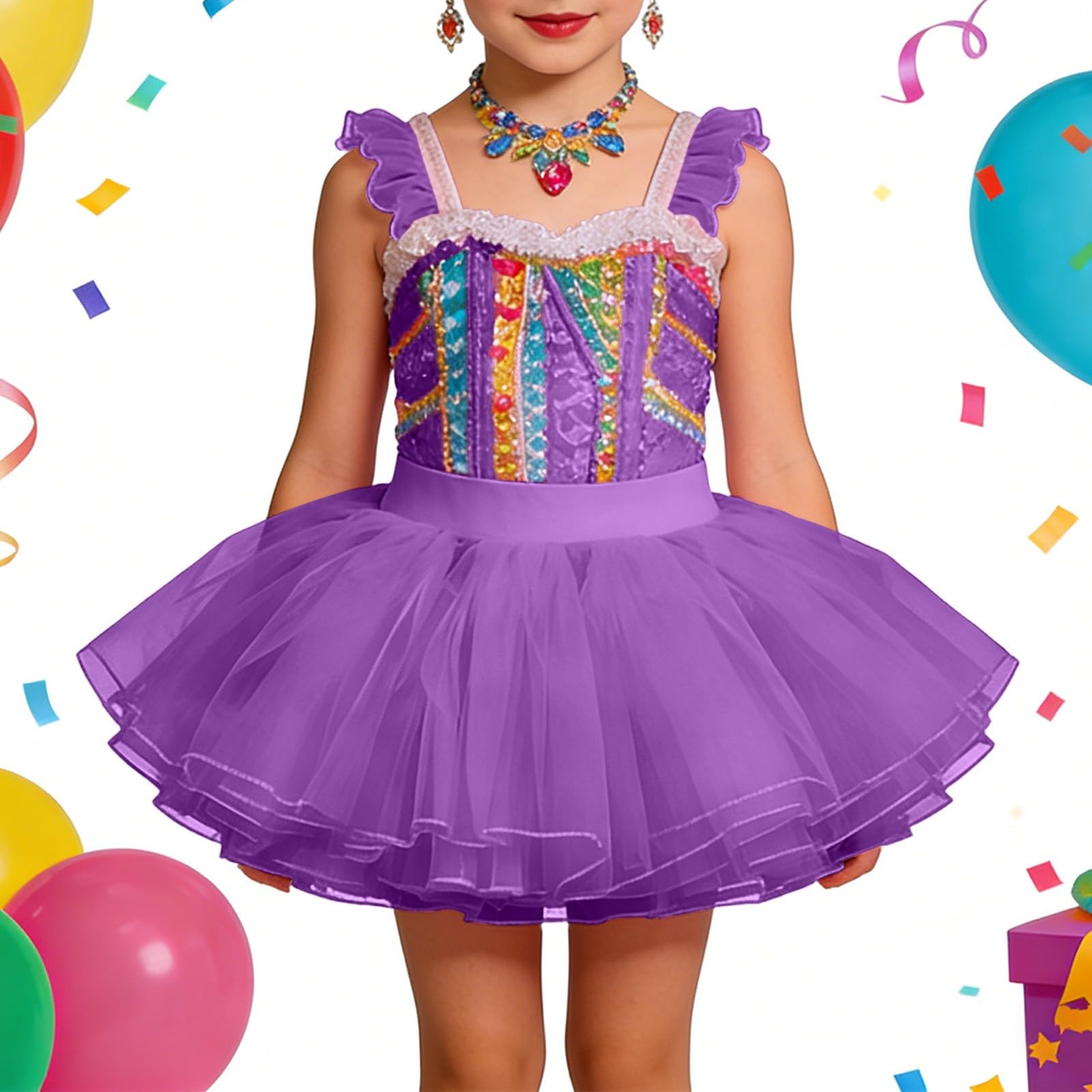 Falda de ballet para niña tutú multicapa acampanada con cintura elástica