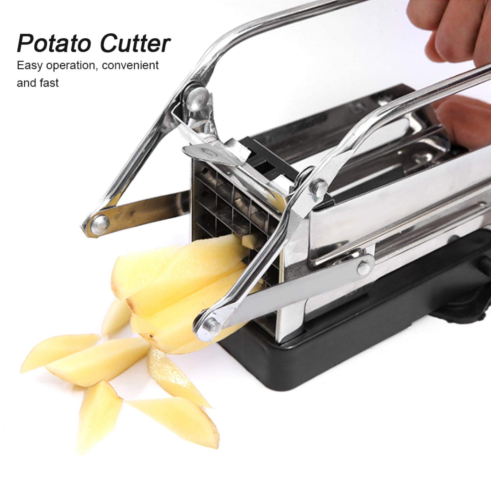 French Fry Cutter Machine, Stainless Steel Potato Cutter French Fries Cutter Vegetable Cutter Dicer Chipper with Suction Cup Base