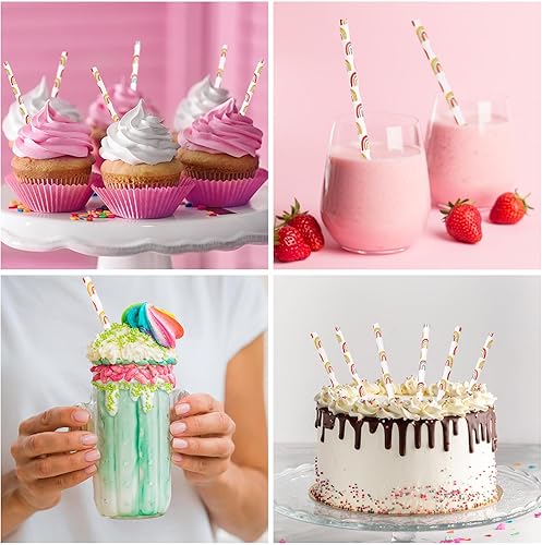 Miniatura 4 de Whaline 200 popotes bohemios de papel de arco iris, pajitas de colores arcoíris para beber, pajitas desechables retro para fiesta de cumpleaños de