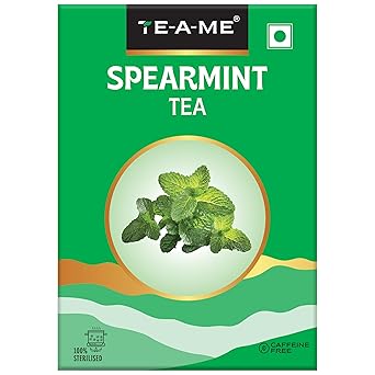 TE-A-ME Spearmint Tea - 50g (50+ Cups) | Spearmint Leaves Tea for PCOS, PCOD & Facial Hair | Helps - Balance Hormones, Reduces Facial Hair & Acne | Supports Digestion | Herbal Tea - Dried Loose Leaf - Caffeine Free - image, photos