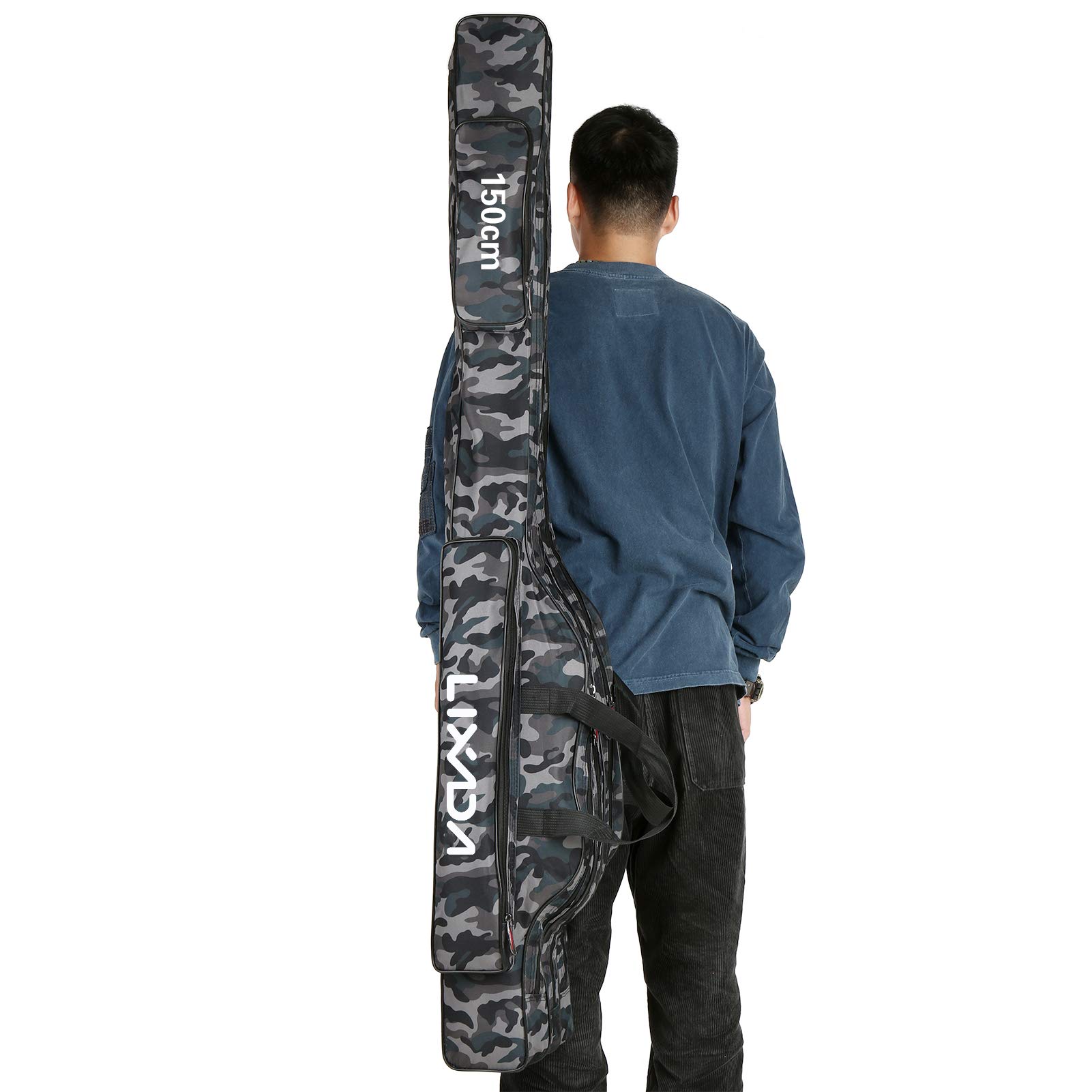 Lixada 3-Layer Portable Folding Fishing Rod Bag Fishing Rod Tools Storage Bag Fishing Tackle Bag Rod Case for Fishing Rods 90/120/150 cm (Optional) - Image 2