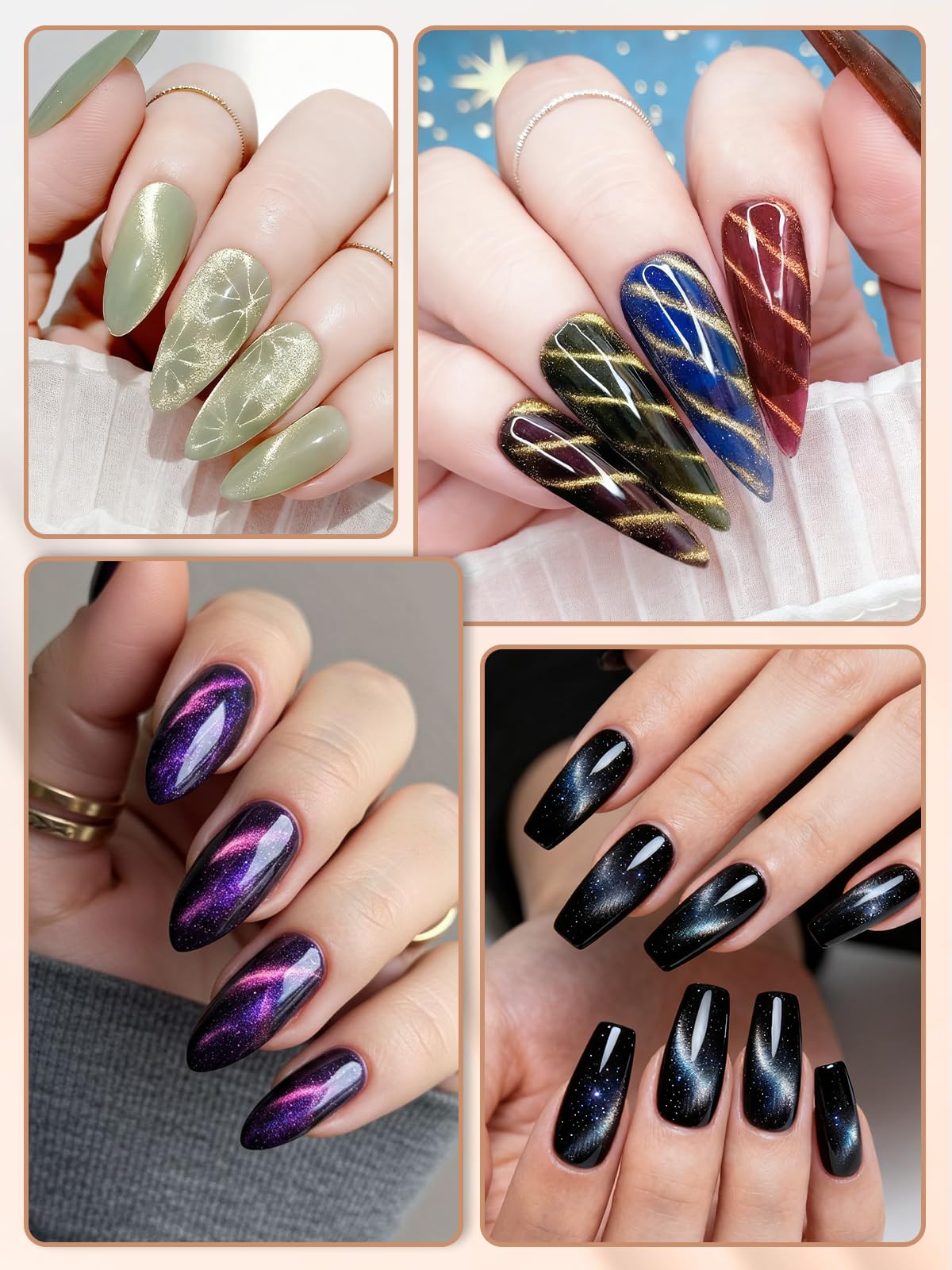 EBANKU 28PCS Cat Eye Magnete Bastone per Unghie Set, Magnetico Stick Magnete per Unghie - Nail Art Tool Uso con Occhio del Gatto UV Gel Polish Polvere o Smalto