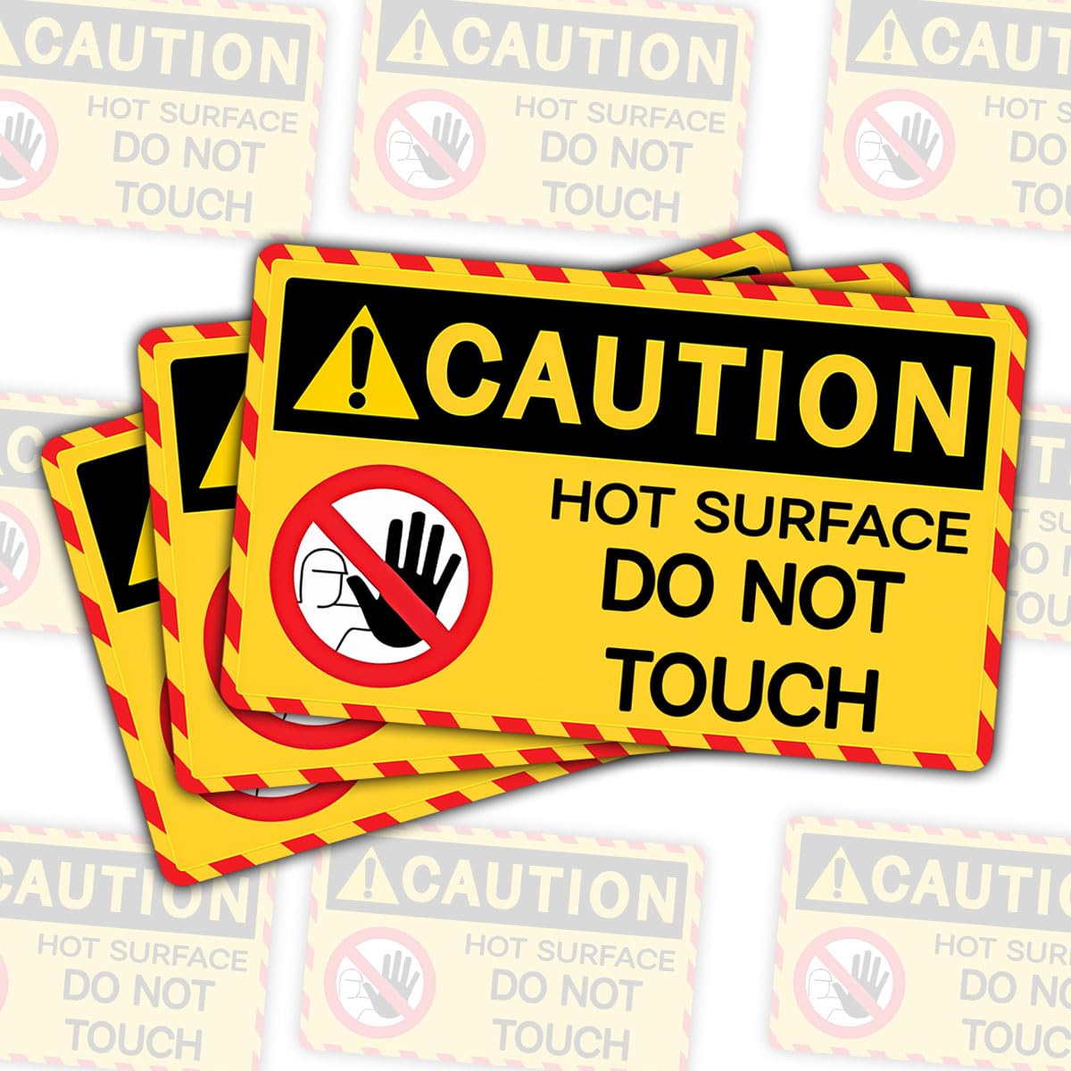 (3Pcs) Caution Hot Surface Do Not Touch Sticker Decal, Caution Hot Surface Stickers, Hot Warning Sign, Do Not Touch Sticker Waterproof for Water