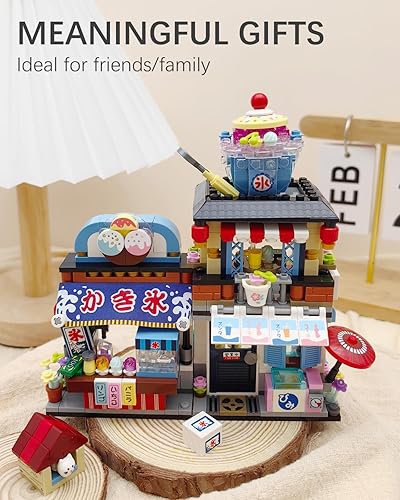 Vista 14 de Izakaya Shop - Juego de bloques de construcción japoneses Street View Izakaya, tienda temática, modelo creativo, mini ladrillos de construcción