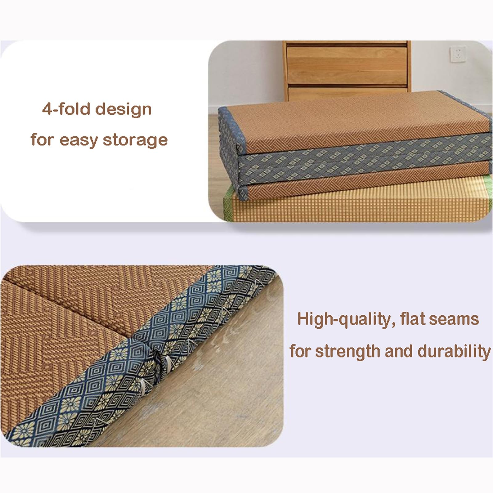 Materasso futon pieghevole portatile, comodo tappetino da yoga e meditazione per rilassarsi, viaggi e stanze zen, soluzione ideale per sedersi e dormire per casa e all'aperto