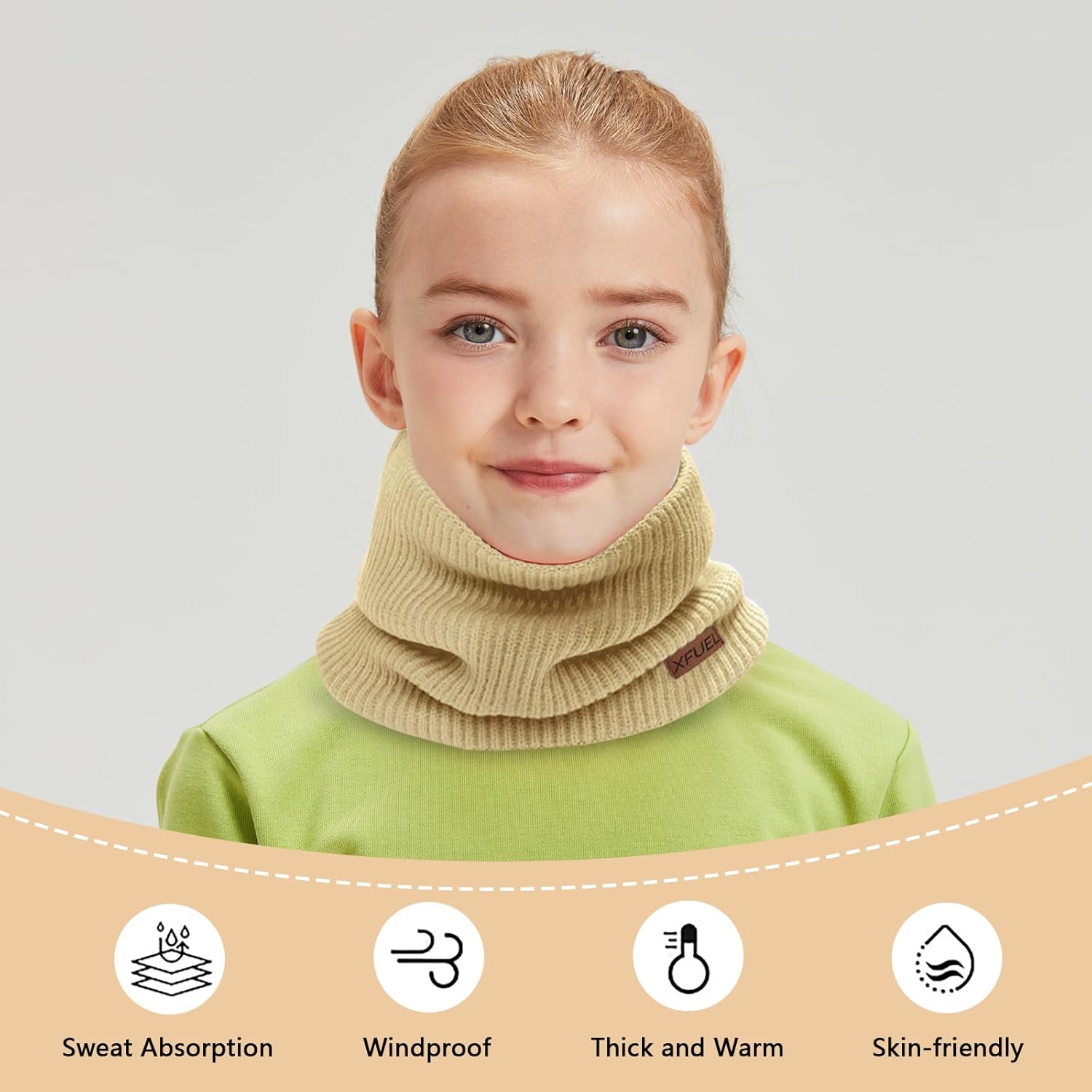 Kids Neck Warmer, Knitted Winter Neck Gaiter, Fleece Lined Infinity Scarf for Boys Girls, Ski Mask for Cold Weather - Image 4