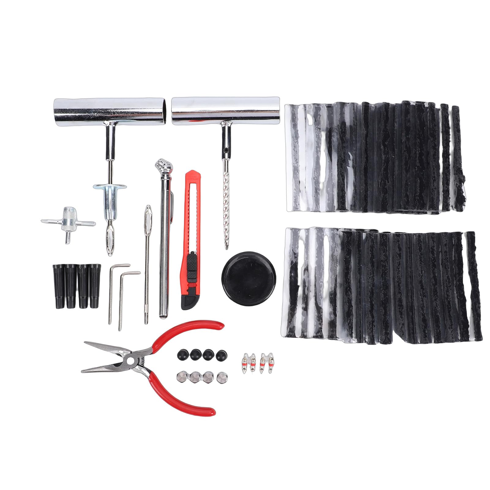 Kit de Reparación de Neumáticos, Juego Completo Herramientas sin Cámara para Reparación Pinchazos Emergencia Motocicletas y Coches con Caja Almacenamiento