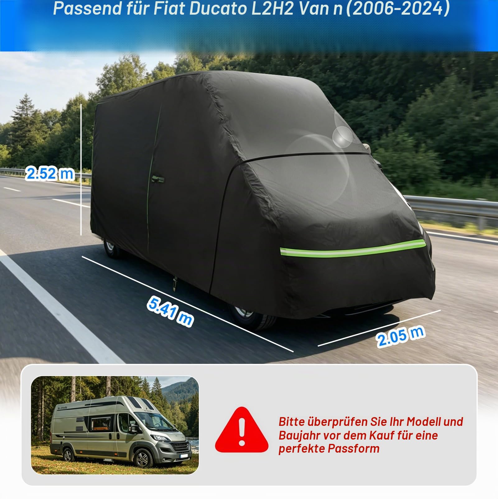 Hagelschutzplane Wohnmobil Vollgarage für FIAT Ducato L2H2 2006-2024