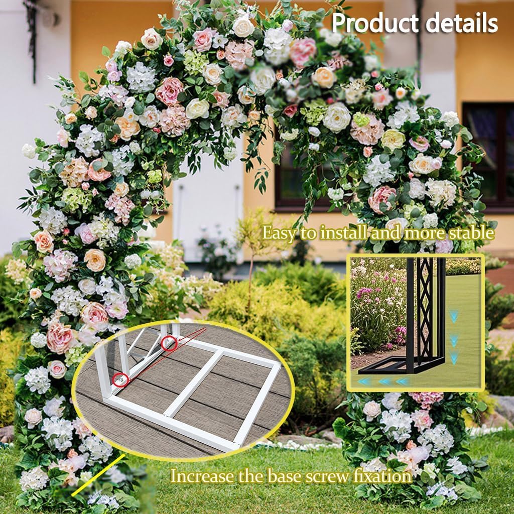 Arco de Jardín Pesado, Enrejado Hierro Antióxido Base Fuerte para Rosales | Arco para Bodas para Patio, Césped y Eventos al Aire Libre