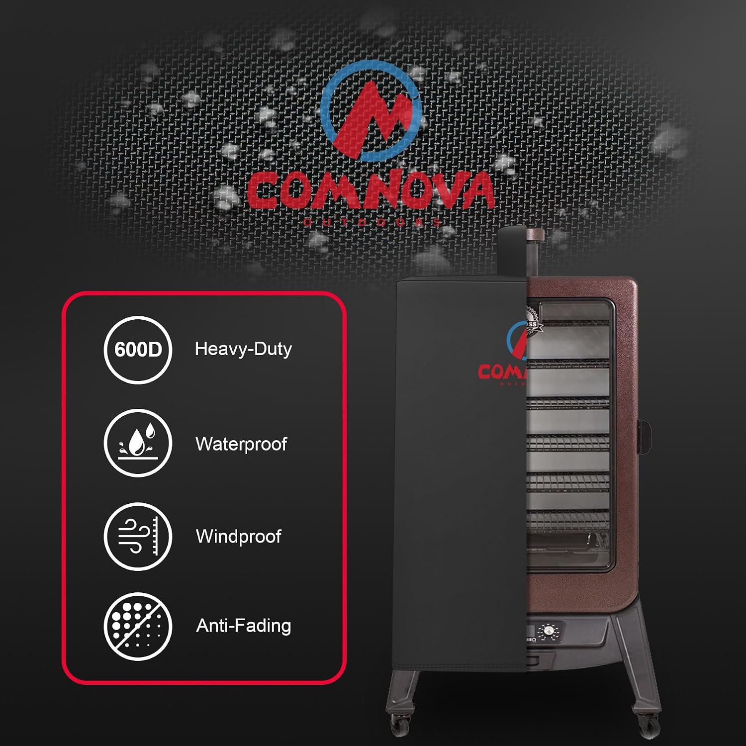 Comnova Vertical Smoker Cover for Pit Boss 4-5 - 7 Series - Premium Wood Pellet Smoker Cover for Pitboss 73550, 600D Smoke Cover for Pit Boss 4 Series, 5 Series, 7 Series, and Competition PBV5P2