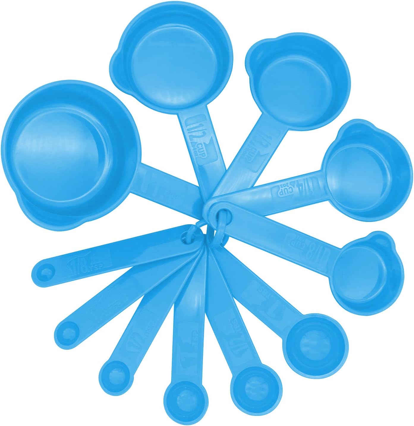 KUFUNG Kitchen Baking Plastic Measuring Spoon &Cups Set for Dry or Liquid (11 pcs, Blue)