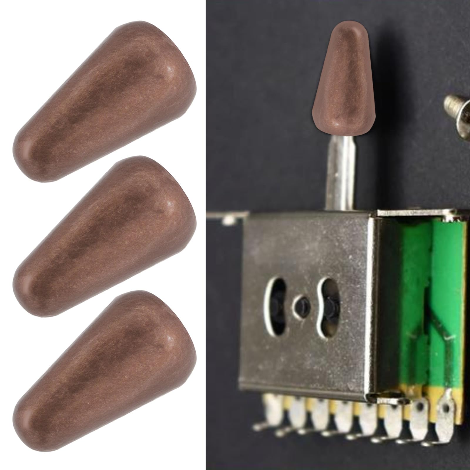 LT Easiyl 4pcs Guitar 5 Way Pickup Switch Tip Metal Switch Knob Compatible with Fender Strats Compatible with ST Guitars Compatible with Oak Grigsby Switch (Antique Copper Red) - Image 2