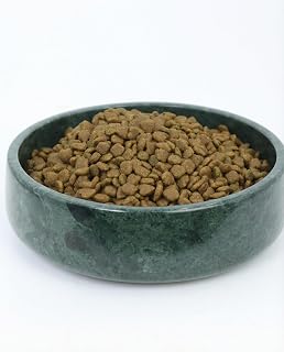 OOBOOB Natural Marble Dog Bowls, 9x9x2.5 Inch Heavy Duty Non-Slip Dog Food Bowl, Minimalist Premium Pet Bowl with Unique Veining for Dogs & Cats