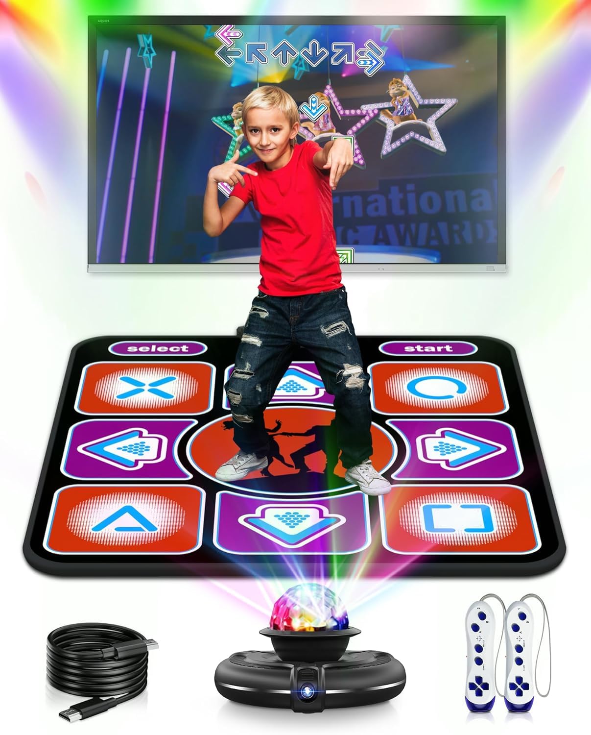 Tappetino da Ballo Singolo per TV, Elettronico con Controller Wireless, Antiscivolo per Bambini Adulti Regali per Ragazzi e Ragazze (Nero Rosso)