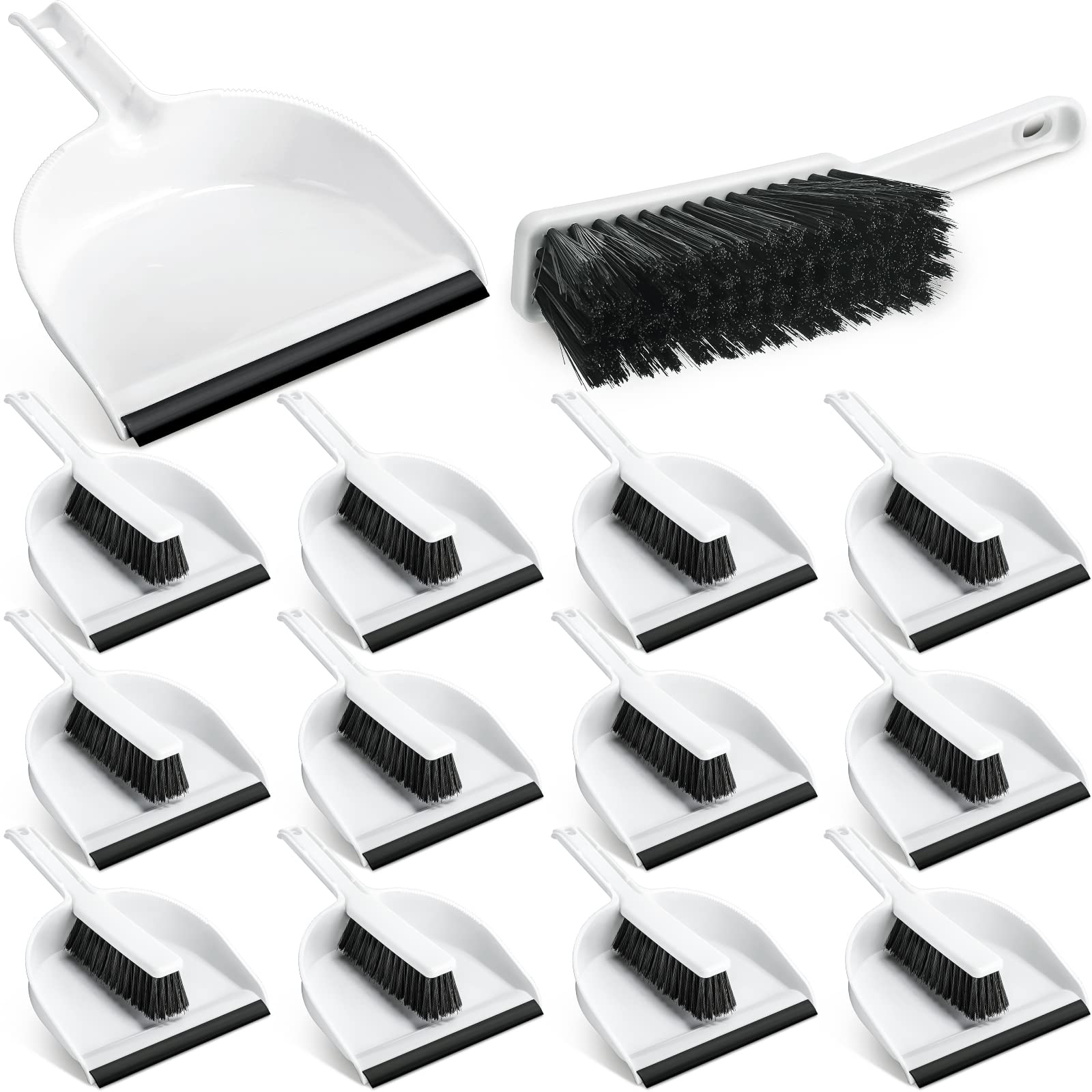 Zubebe 12 Pcs Mini Dustpan and Brush Set, Small Broom and Dustpan Set Small Cleaning Brush Portable Hand Broom Set for Home Office Kitchen Table