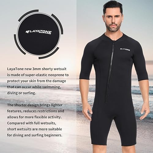 Miniatura 9 de LayaTone Trajes de neopreno para hombres y mujeres, traje de neopreno de 0.118 pulgadas (0.118 in), cuerpo completo, cremallera frontal, trajes
