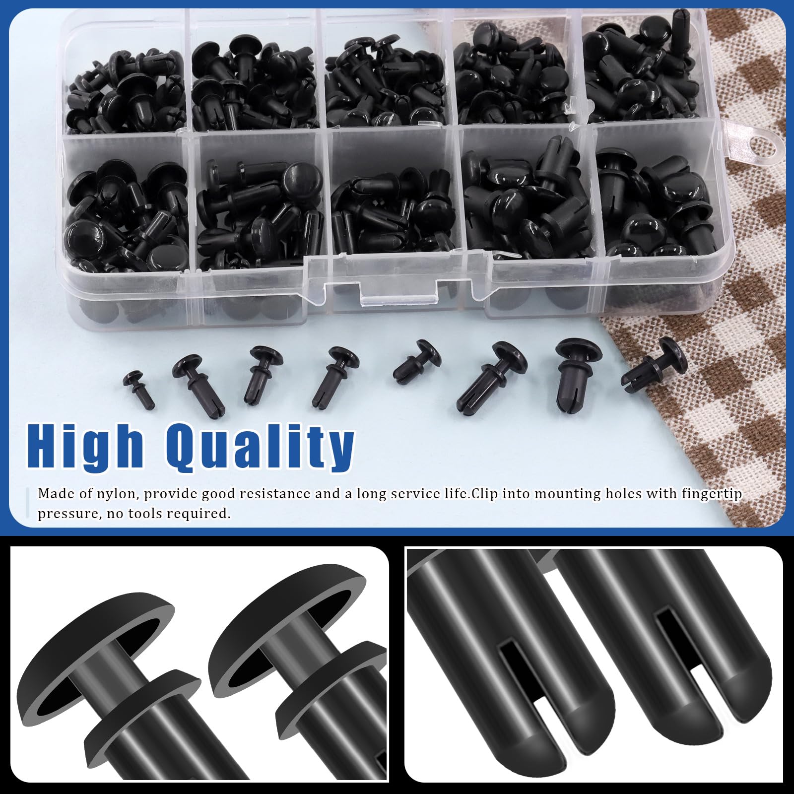 240 Pz. Clip Per Paraurti Clip di Fissaggio Per Paraurti 12 Dimensioni Clip Per Auto Rivetti in Plastica Elementi di Fissaggio Kit di Fermo Per Carrozzeria Carrozzeria Puntina Rivetto Per Veicolo