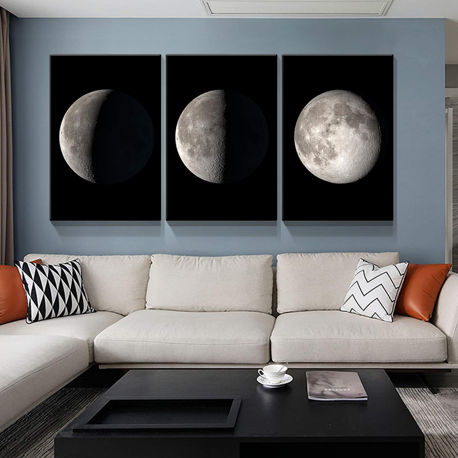 Amazon.com: Denozer- 3 Panel Moon Phases Canvas Wall Art