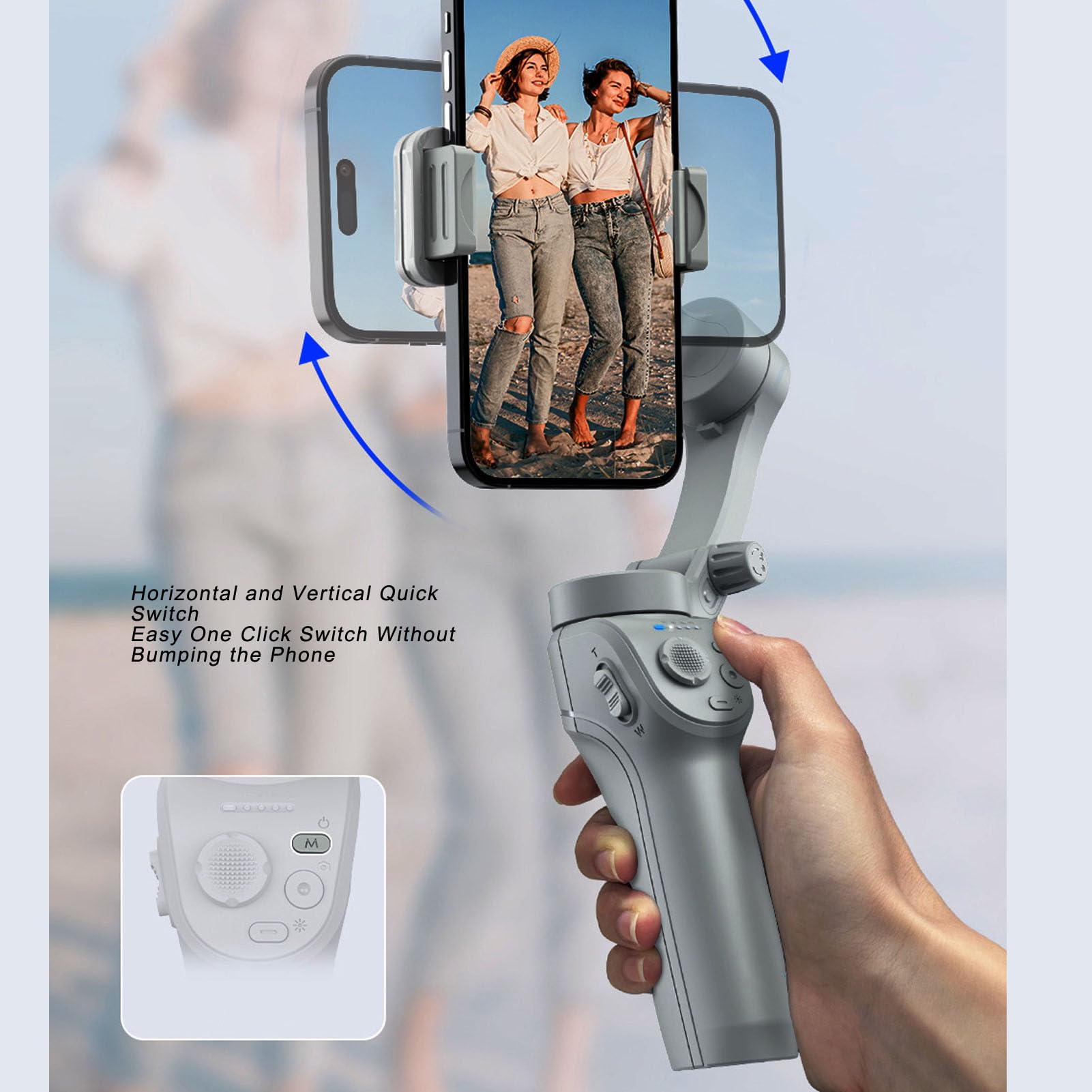 Asixxsix Estabilizador Gimbal, estabilizador portátil de 3 Ejes para la mayoría de los Smartphones, Seguimiento Facial, luz de Relleno, batería de 8 Horas, para Grabar Vlogs.