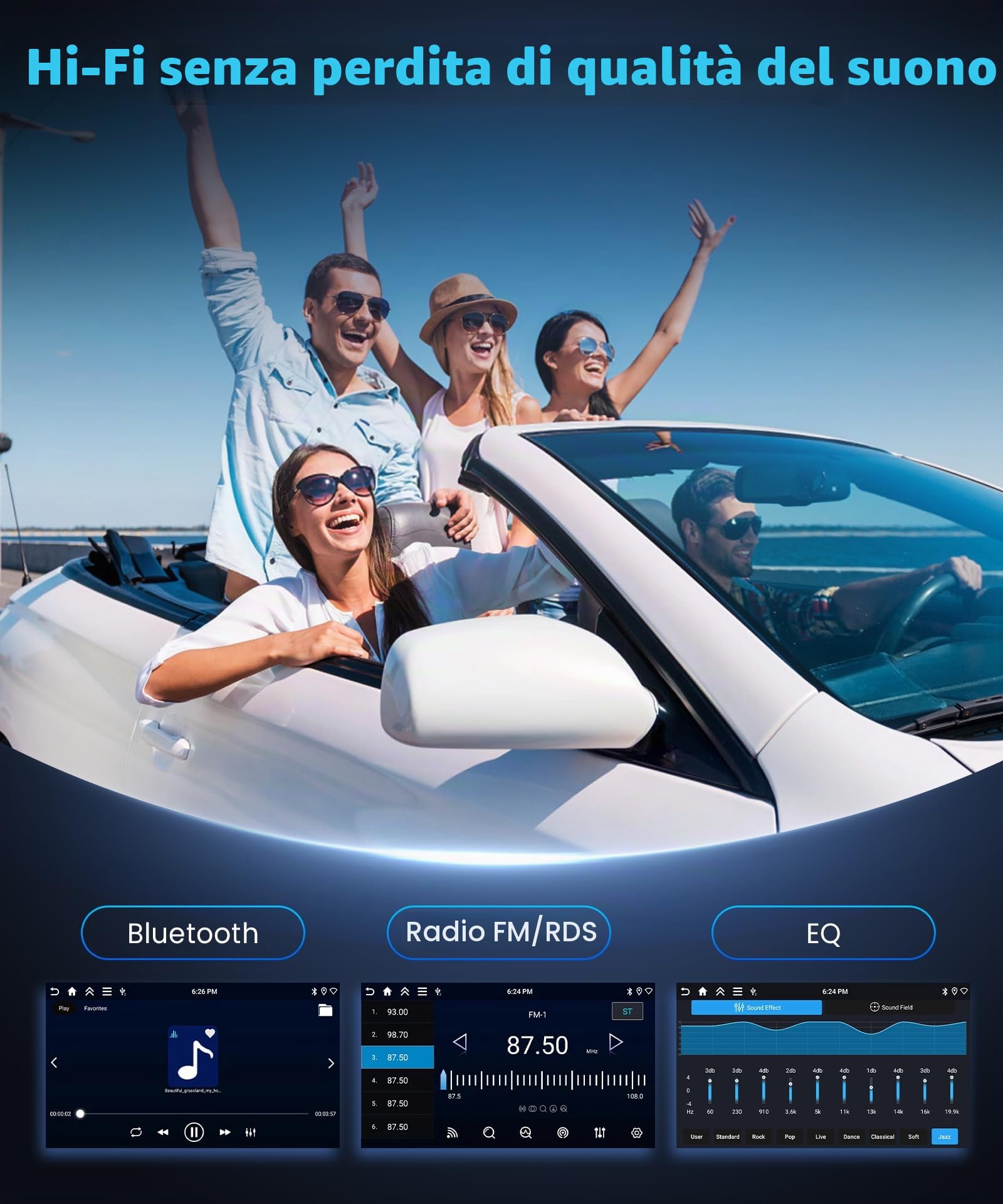 Rimoody 4G+128G Android Autoradio per Ford Ka 2008-2014 9" Schermo IN-CELL HD Touchscreen Radio Auto Carplay Android Auto Senza Fili FM/RDS/EQ WiFi Navi GPS Bluetooth Comandi al Volante Retrocamera