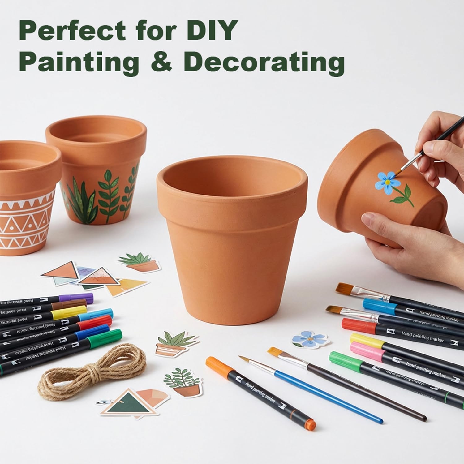 Vasi per piante in terracotta da 10,2 cm, con sottovaso, confezione da 6 | Vasi da fiori in argilla, drenaggio, ideali per piante, artigianato, bomboniere