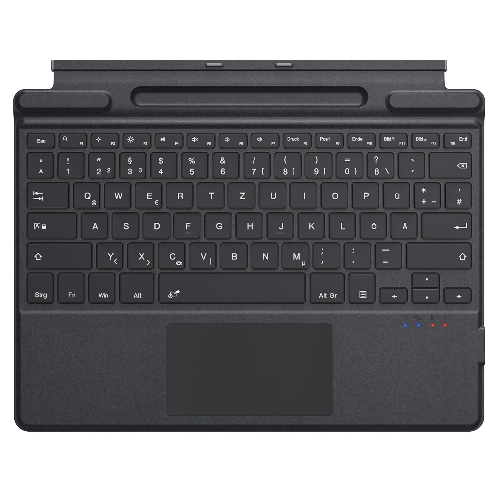 MoKo Deutsche Tastatur für Microsoft Surface Pro 12(13 Zoll 2026)/11/10/9/8/X, QWERTZ Layout Kabellose Bluetooth Typ Cover Tastatur mit Integriertem Wiederaufladbaren Akku Bluetooth Keyboard, Grau