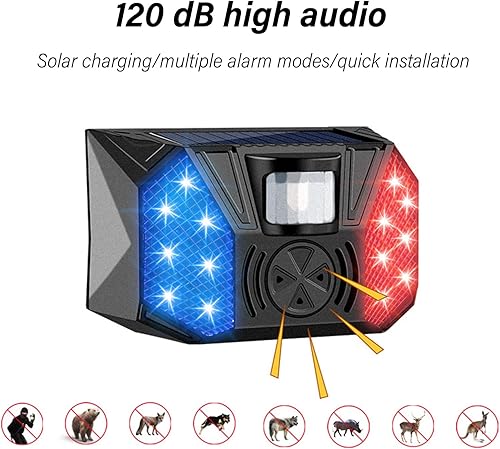 Miniatura 2 de Solar Powered Security with Motion Detection and Flashing Lights for Outdoor Alert Home Farm Agricultural Solar Alarm Systems