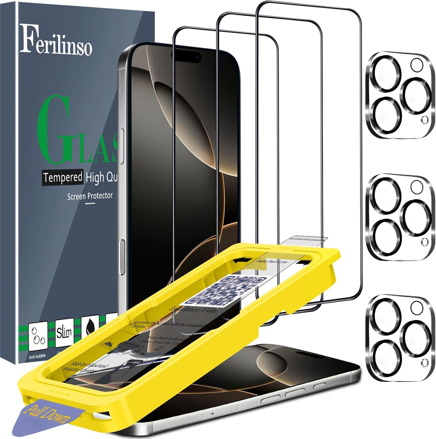 Photo 1 of Ferilinso 3 Pack Screen Protector for iPhone 16 Pro Max