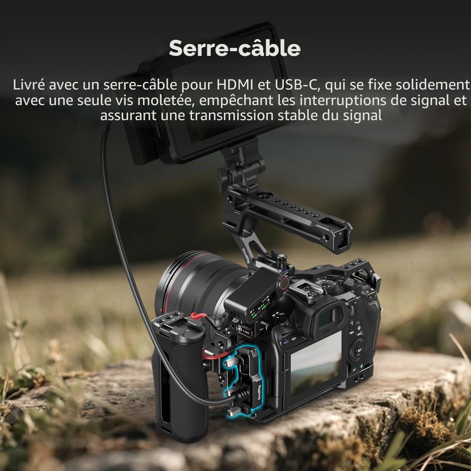 SMALLRIG Kit Cage R6 Mark III pour Canon R6 Mark II avec Poignée Supérieure et Serre-câble, Rails NATO HawkLock, Plaque de Dégagement Rapide Arca, Compatible avec DJI RS 3 / RS 3 Pro/RS 4 / RS 4 Pro